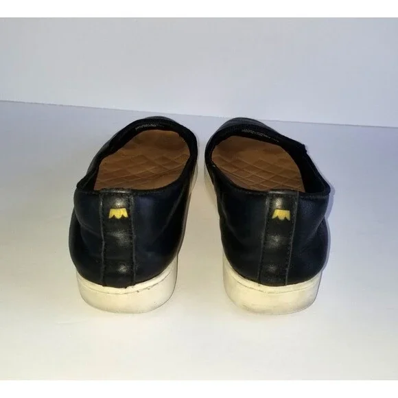 BIRDIES The Swift Black Leather Slip On Sneakers Sz 6.5 Flat White Soles - Picture 8 of 15